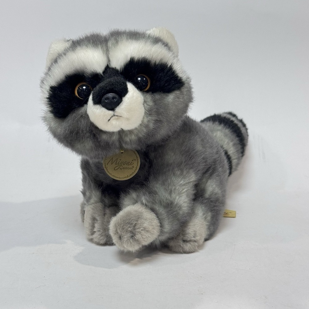 Cute Raccoon Plush Stuffed Animal w Soft Fur 7" Miyoni by Aurora 2022 w Tags EUC